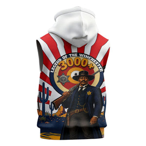 Bass Reeves Sleeveless Zip Hoodie Vintage African American Black Cowboy Western History