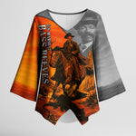 Bass Reeves Kimono Sleeve Blouse Vintage Black Cowboy Old West Lawman