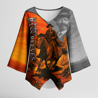 Bass Reeves Kimono Sleeve Blouse Vintage Black Cowboy Old West Lawman