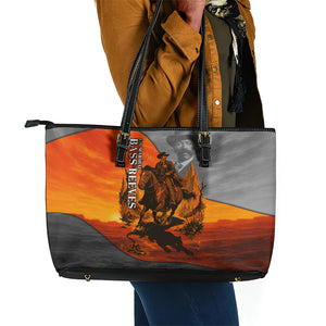 Bass Reeves Leather Tote Bag Vintage Black Cowboy Old West Lawman