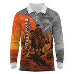 Bass Reeves Long Sleeve Polo Shirt Vintage Black Cowboy Old West Lawman