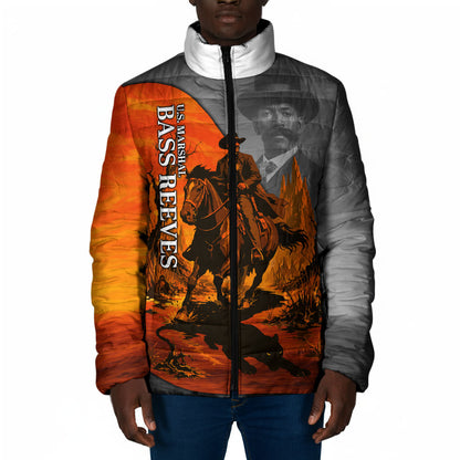 Bass Reeves Padded Jacket Vintage Black Cowboy Old West Lawman