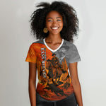 Bass Reeves Women V-Neck T-Shirt Vintage Black Cowboy Old West Lawman