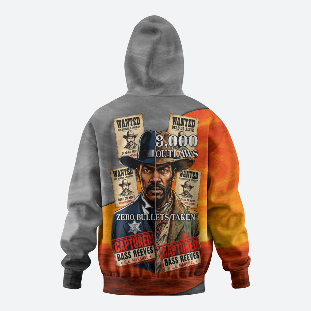Bass Reeves Zip Hoodie Vintage Black Cowboy Old West Lawman