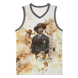 Bass Reeves Spirit Frontier Legend Basketball Jersey African American Marshal Horse Riding Western Watercolor
