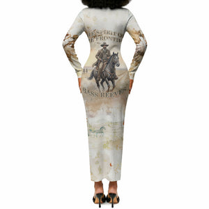 Bass Reeves Spirit Frontier Legend Long Sleeve Bodycon Dress African American Marshal Horse Riding Western Watercolor