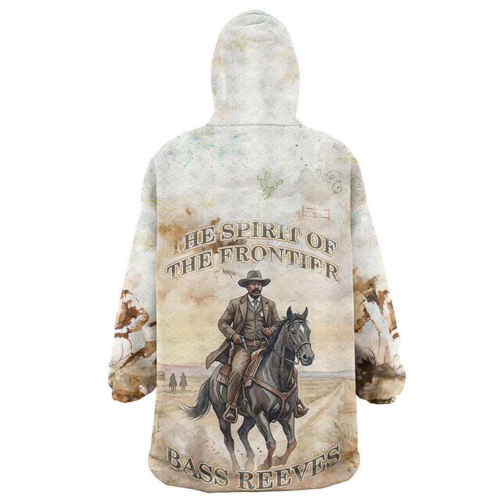 Bass Reeves Spirit Frontier Legend Wearable Blanket Hoodie African American Marshal Horse Riding Western Watercolor