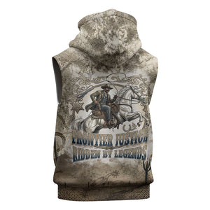 Bass Reeves Legend Black Cowboy Sleeveless Zip Hoodie Western Legend Vintage - Legend Of The Frontier