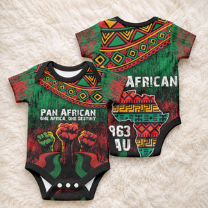 Pan African One Africa One Destiny Raised Fists Map Baby Onesie African Vintage Grunge Heritage Unity