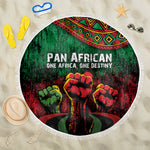 Pan African One Africa One Destiny Raised Fists Map Beach Blanket African Vintage Grunge Heritage Unity