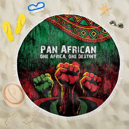Pan African One Africa One Destiny Raised Fists Map Beach Blanket African Vintage Grunge Heritage Unity