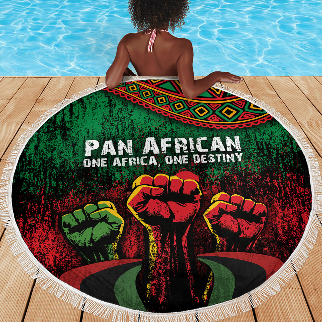 Pan African One Africa One Destiny Raised Fists Map Beach Blanket African Vintage Grunge Heritage Unity