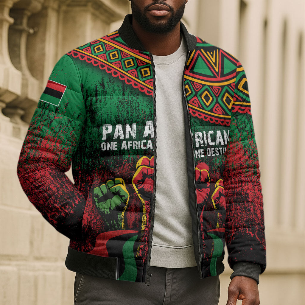 Pan African One Africa One Destiny Raised Fists Map Bomber Puffer Jacket African Vintage Grunge Heritage Unity