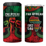 Pan African One Africa One Destiny Raised Fists Map 4 in 1 Can Cooler Tumbler African Vintage Grunge Heritage Unity