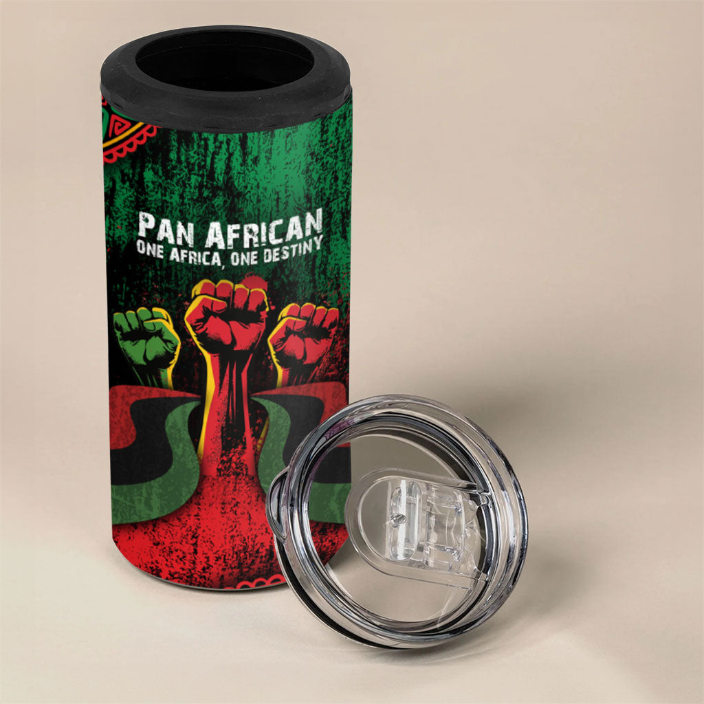 Pan African One Africa One Destiny Raised Fists Map 4 in 1 Can Cooler Tumbler African Vintage Grunge Heritage Unity