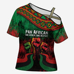 Pan African One Africa One Destiny Raised Fists Map Cross Shoulder Shirt African Vintage Grunge Heritage Unity
