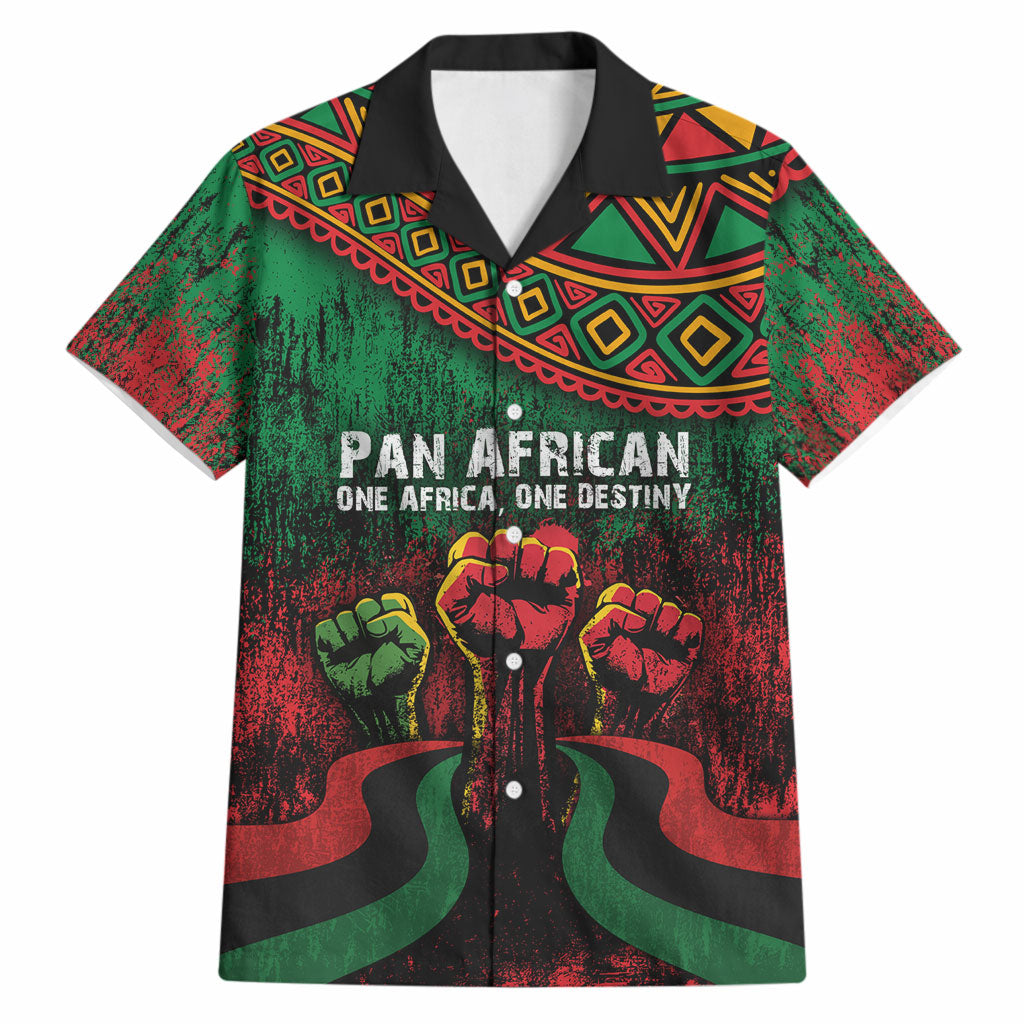 Pan African One Africa One Destiny Raised Fists Map Hawaiian Shirt African Vintage Grunge Heritage Unity