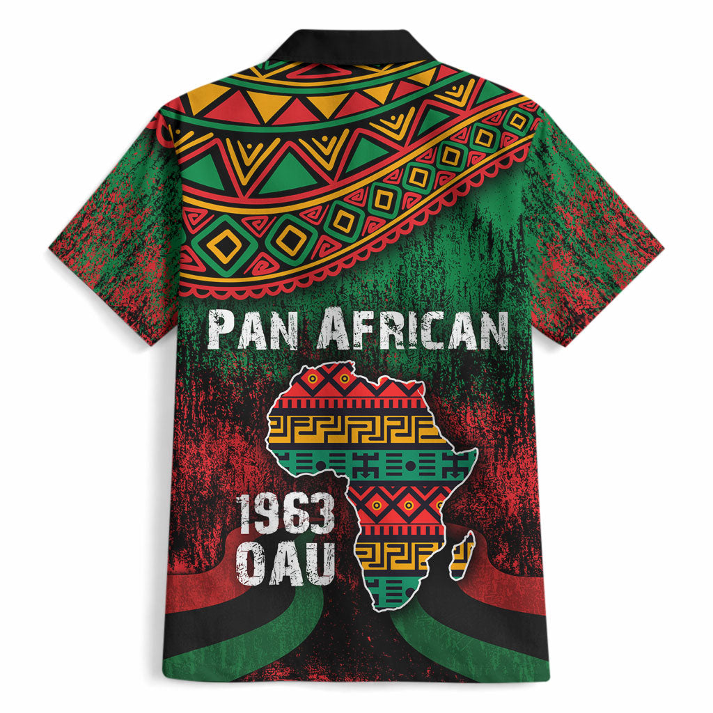 Pan African One Africa One Destiny Raised Fists Map Hawaiian Shirt African Vintage Grunge Heritage Unity