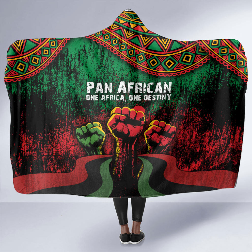 Pan African One Africa One Destiny Raised Fists Map Hooded Blanket African Vintage Grunge Heritage Unity
