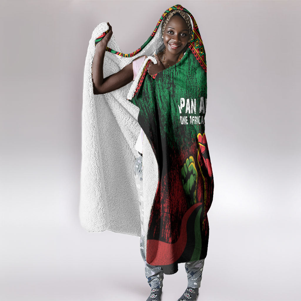 Pan African One Africa One Destiny Raised Fists Map Hooded Blanket African Vintage Grunge Heritage Unity