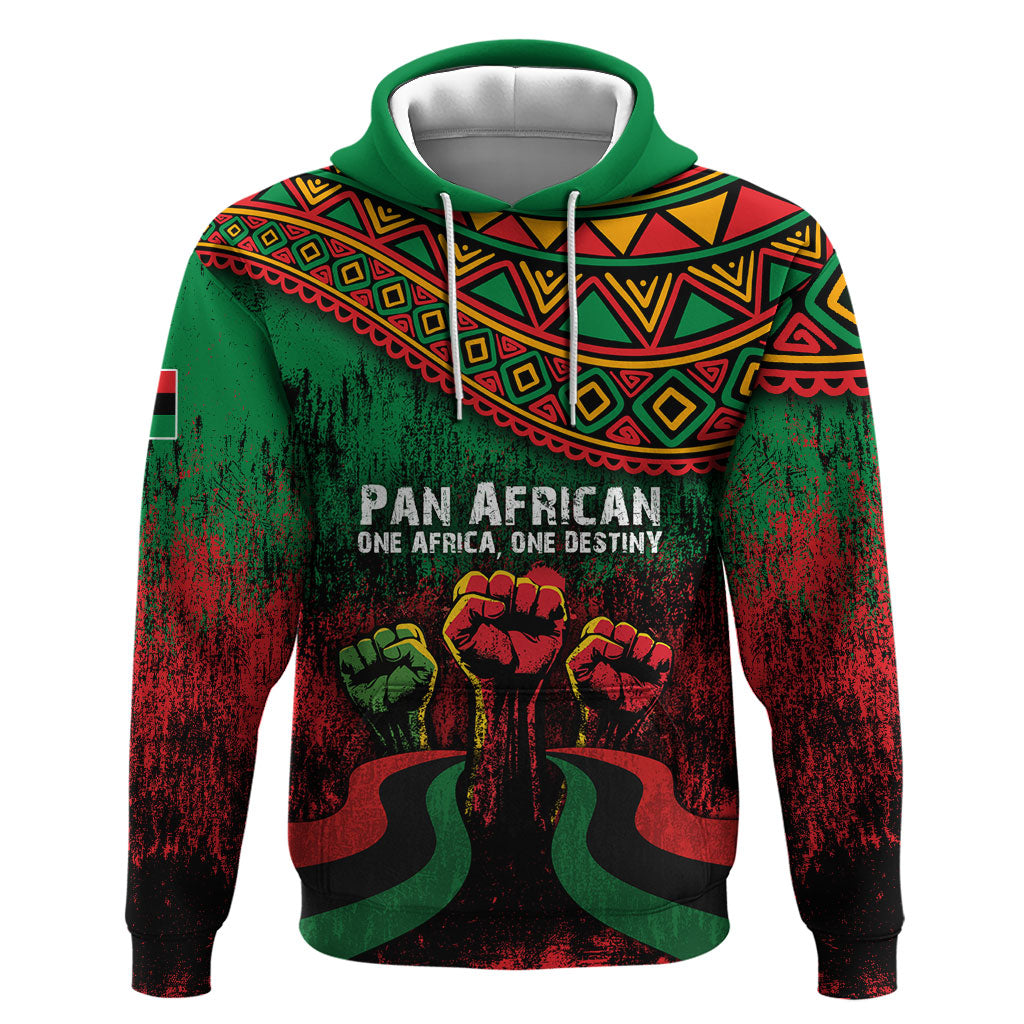 Pan African One Africa One Destiny Raised Fists Map Hoodie African Vintage Grunge Heritage Unity