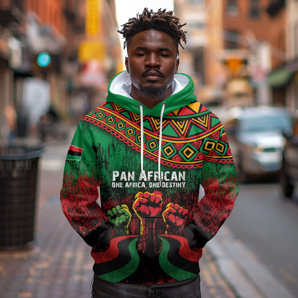 Pan African One Africa One Destiny Raised Fists Map Hoodie African Vintage Grunge Heritage Unity