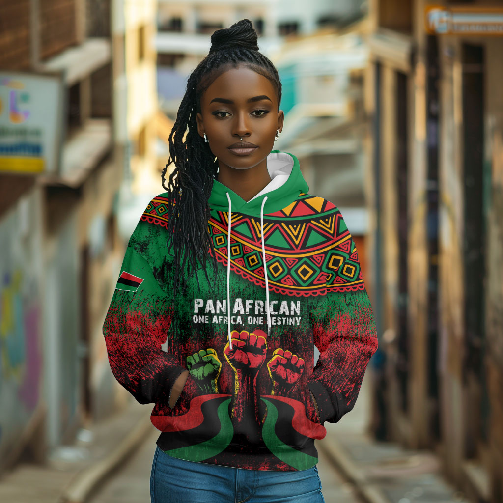 Pan African One Africa One Destiny Raised Fists Map Hoodie African Vintage Grunge Heritage Unity