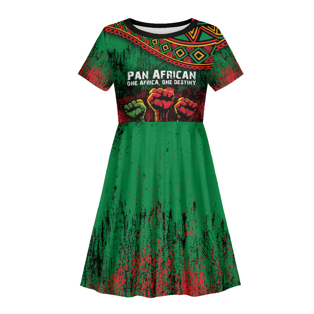 Pan African One Africa One Destiny Raised Fists Map Kid Short Sleeve Dress African Vintage Grunge Heritage Unity