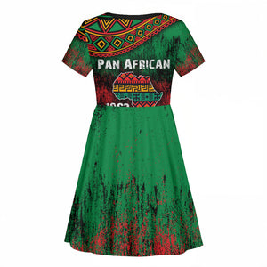 Pan African One Africa One Destiny Raised Fists Map Kid Short Sleeve Dress African Vintage Grunge Heritage Unity