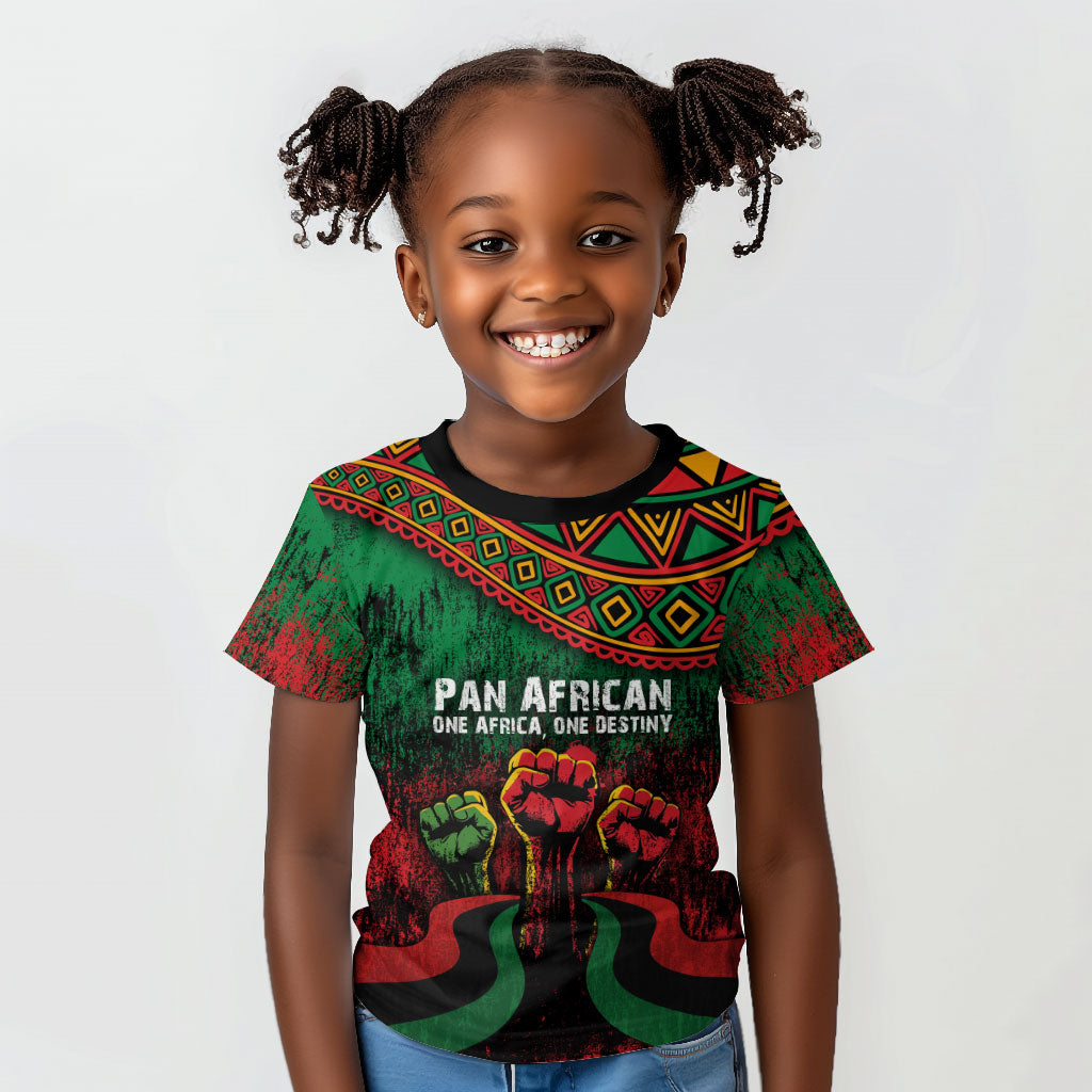 Pan African One Africa One Destiny Raised Fists Map Kid T shirt African Vintage Grunge Heritage Unity