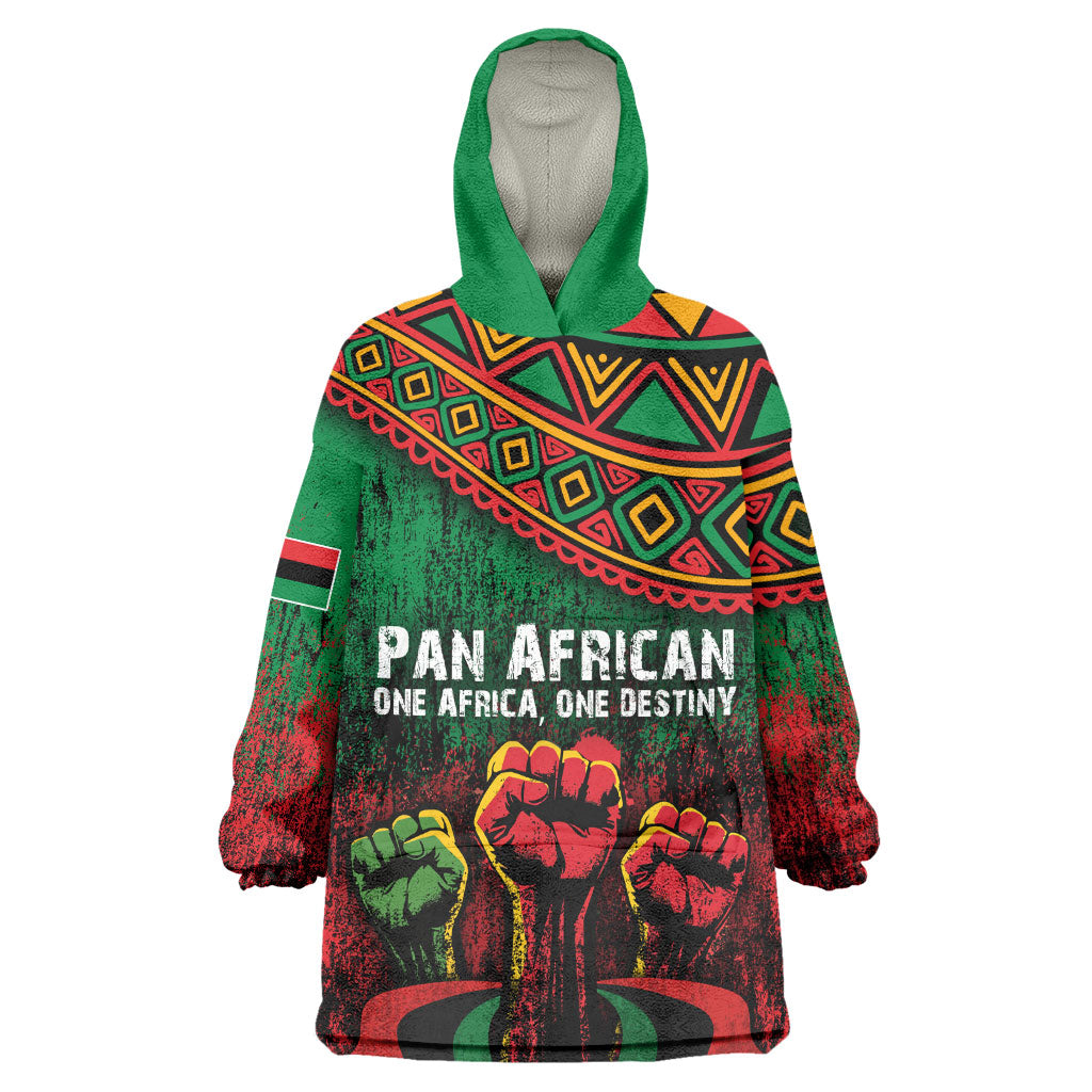 Pan African One Africa One Destiny Raised Fists Map Kid Wearable Blanket Hoodie African Vintage Grunge Heritage Unity