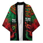 Pan African One Africa One Destiny Raised Fists Map Kimono African Vintage Grunge Heritage Unity
