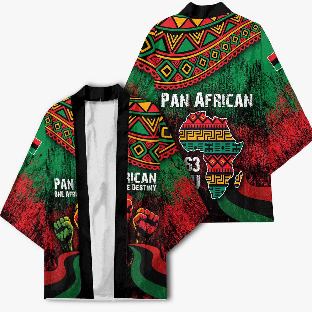 Pan African One Africa One Destiny Raised Fists Map Kimono African Vintage Grunge Heritage Unity