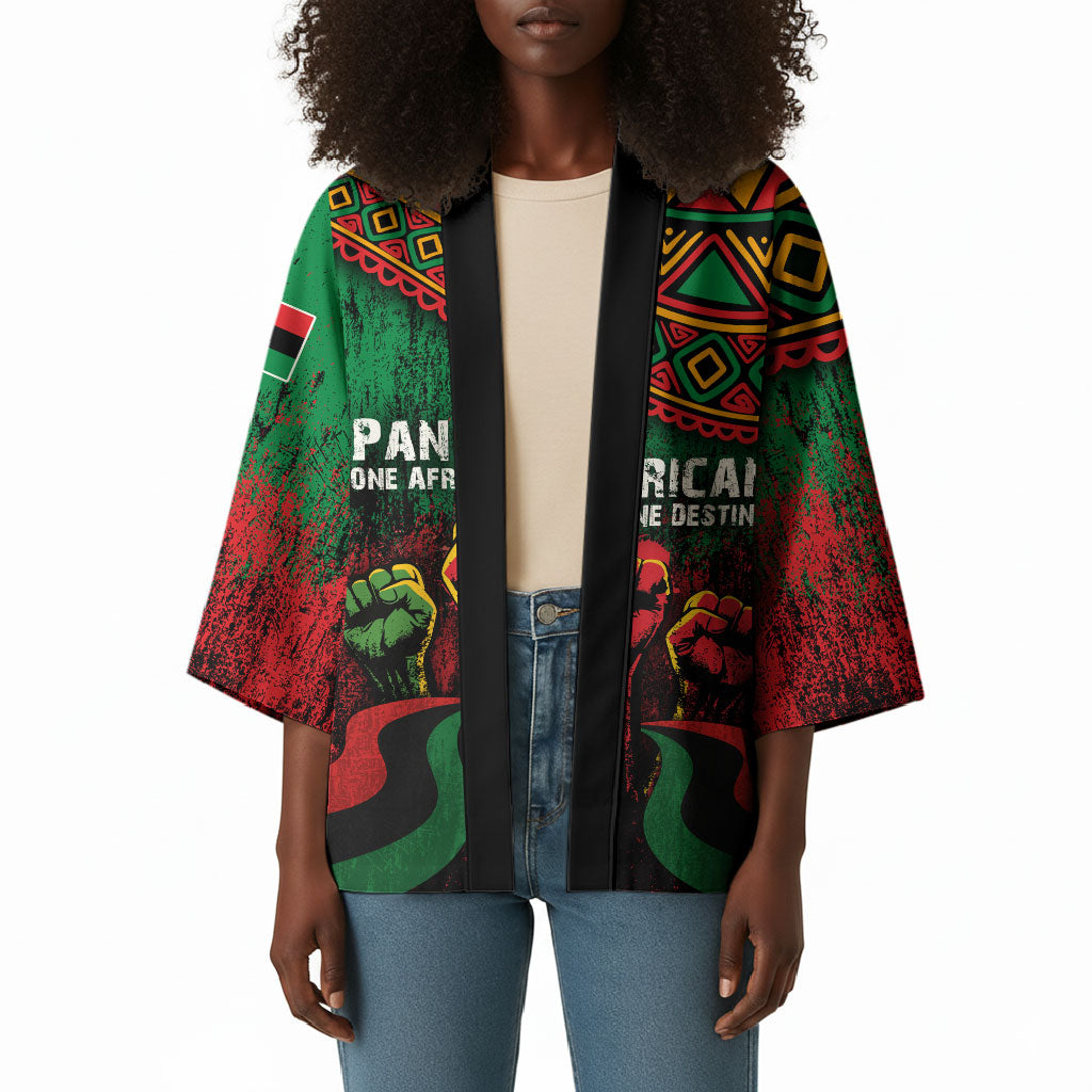 Pan African One Africa One Destiny Raised Fists Map Kimono African Vintage Grunge Heritage Unity