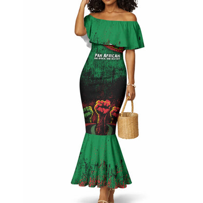 Pan African One Africa One Destiny Raised Fists Map Mermaid Dress African Vintage Grunge Heritage Unity