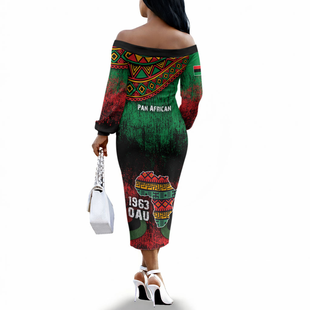 Pan African One Africa One Destiny Raised Fists Map Off The Shoulder Long Sleeve Dress African Vintage Grunge Heritage Unity