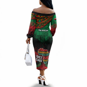 Pan African One Africa One Destiny Raised Fists Map Off The Shoulder Long Sleeve Dress African Vintage Grunge Heritage Unity