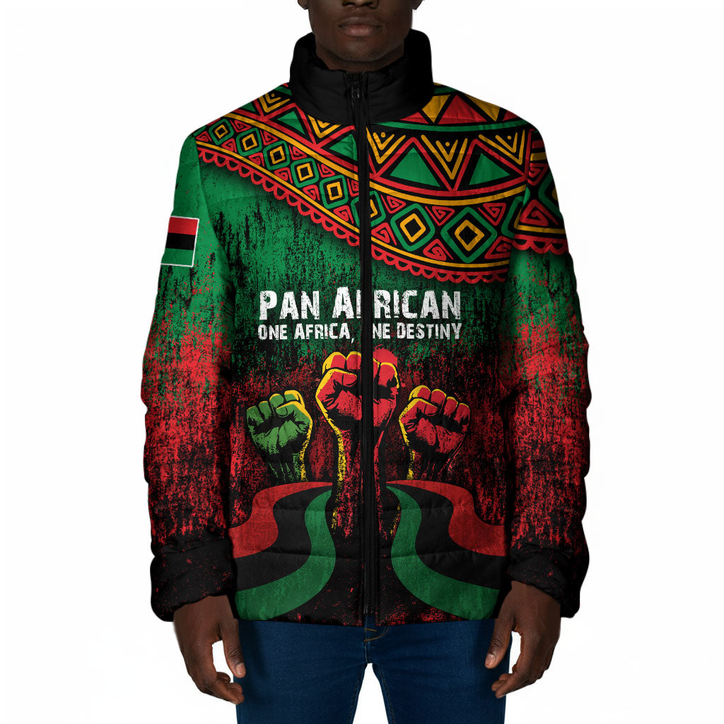 Pan African One Africa One Destiny Raised Fists Map Padded Jacket African Vintage Grunge Heritage Unity