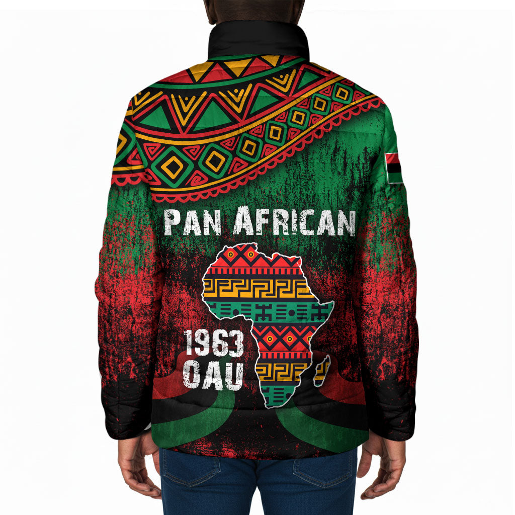 Pan African One Africa One Destiny Raised Fists Map Padded Jacket African Vintage Grunge Heritage Unity