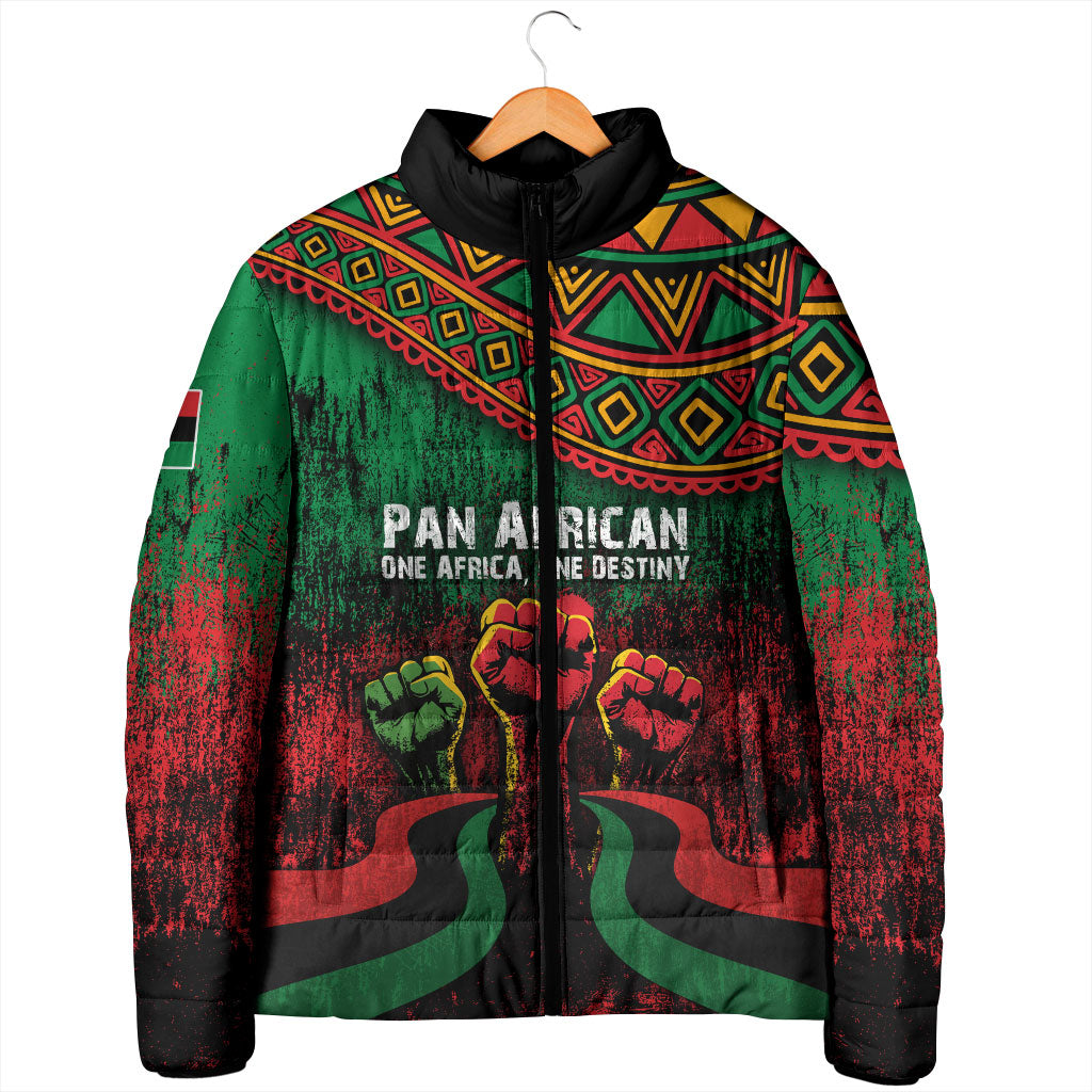 Pan African One Africa One Destiny Raised Fists Map Padded Jacket African Vintage Grunge Heritage Unity