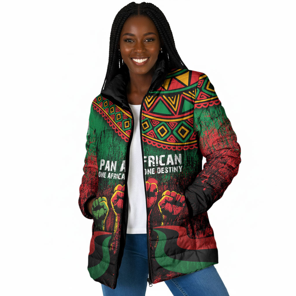 Pan African One Africa One Destiny Raised Fists Map Padded Jacket African Vintage Grunge Heritage Unity