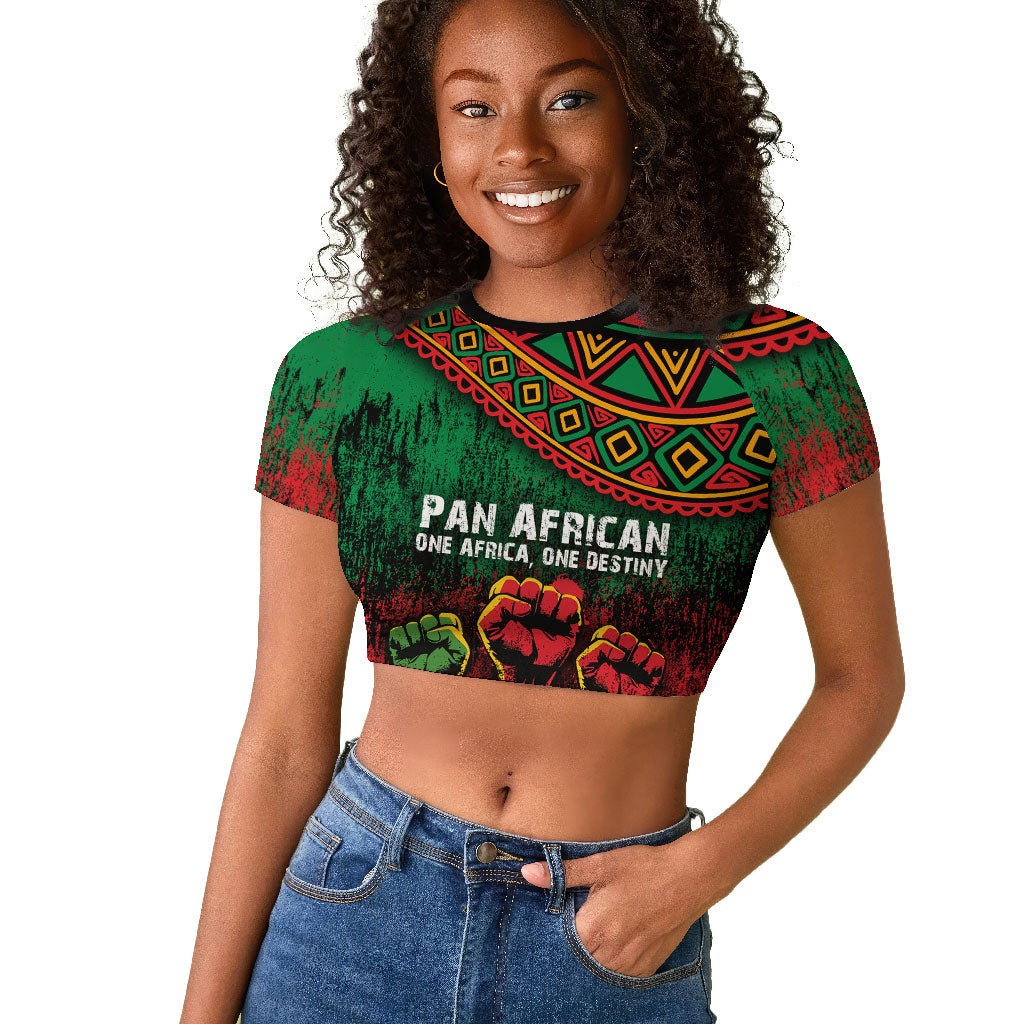 Pan African One Africa One Destiny Raised Fists Map Raglan Cropped T shirt African Vintage Grunge Heritage Unity