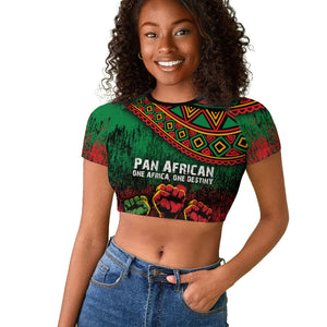 Pan African One Africa One Destiny Raised Fists Map Raglan Cropped T shirt African Vintage Grunge Heritage Unity