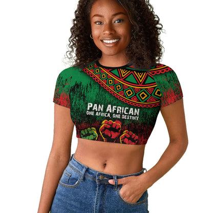 Pan African One Africa One Destiny Raised Fists Map Raglan Cropped T shirt African Vintage Grunge Heritage Unity