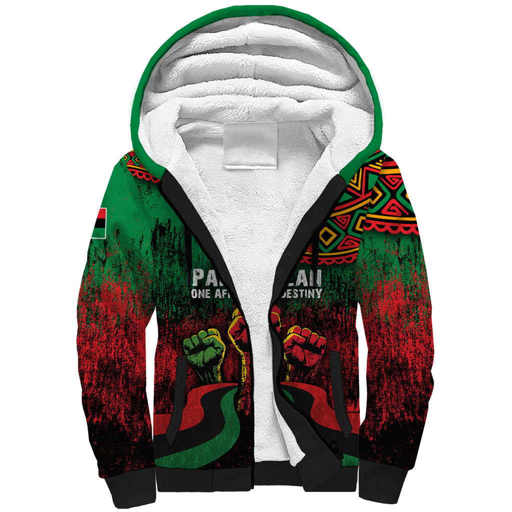 Pan African One Africa One Destiny Raised Fists Map Sherpa Hoodie African Vintage Grunge Heritage Unity