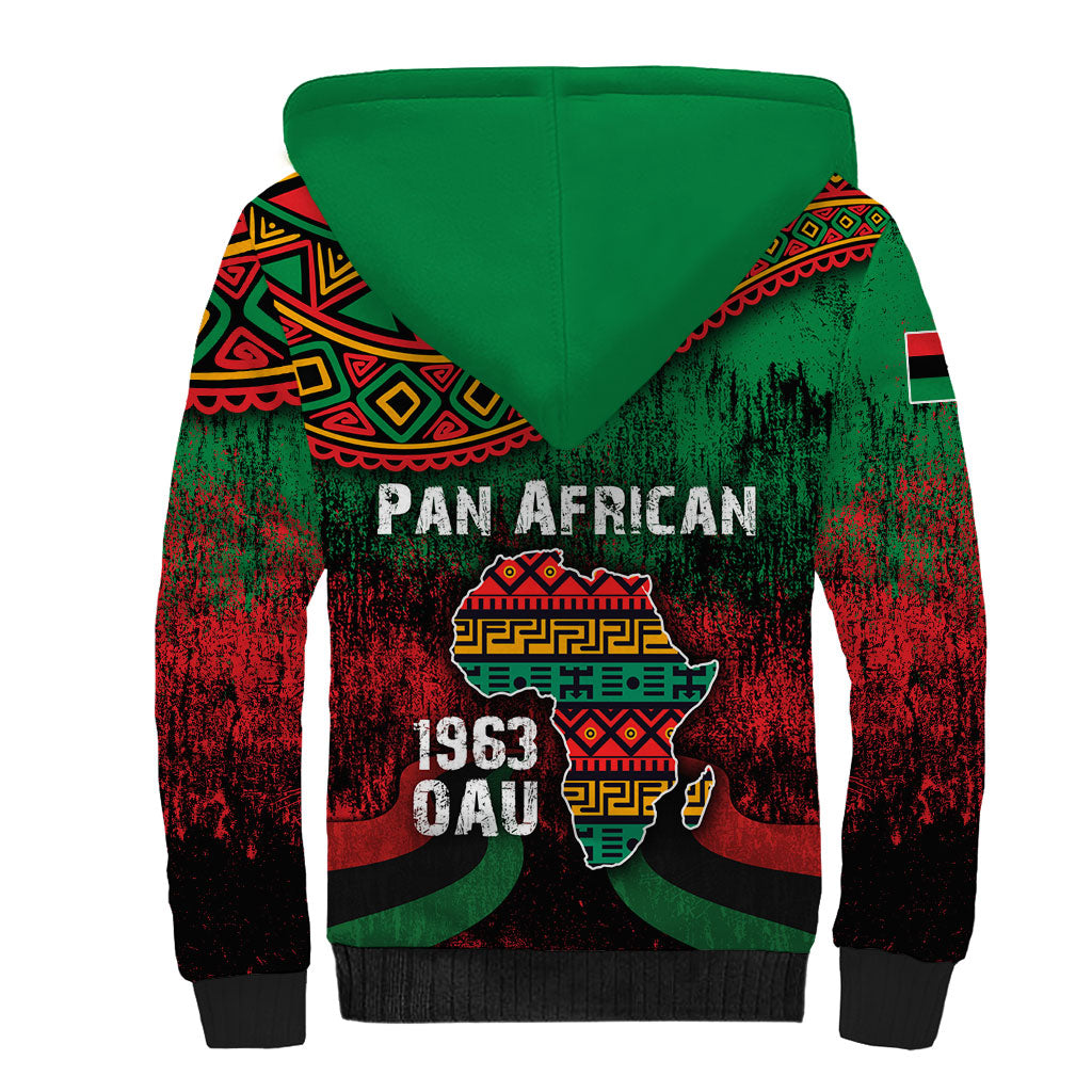 Pan African One Africa One Destiny Raised Fists Map Sherpa Hoodie African Vintage Grunge Heritage Unity