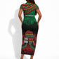 Pan African One Africa One Destiny Raised Fists Map Short Sleeve Bodycon Dress African Vintage Grunge Heritage Unity