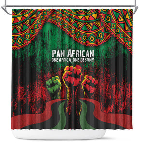 Pan African One Africa One Destiny Raised Fists Map Shower Curtain African Vintage Grunge Heritage Unity