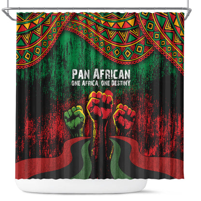 Pan African One Africa One Destiny Raised Fists Map Shower Curtain African Vintage Grunge Heritage Unity