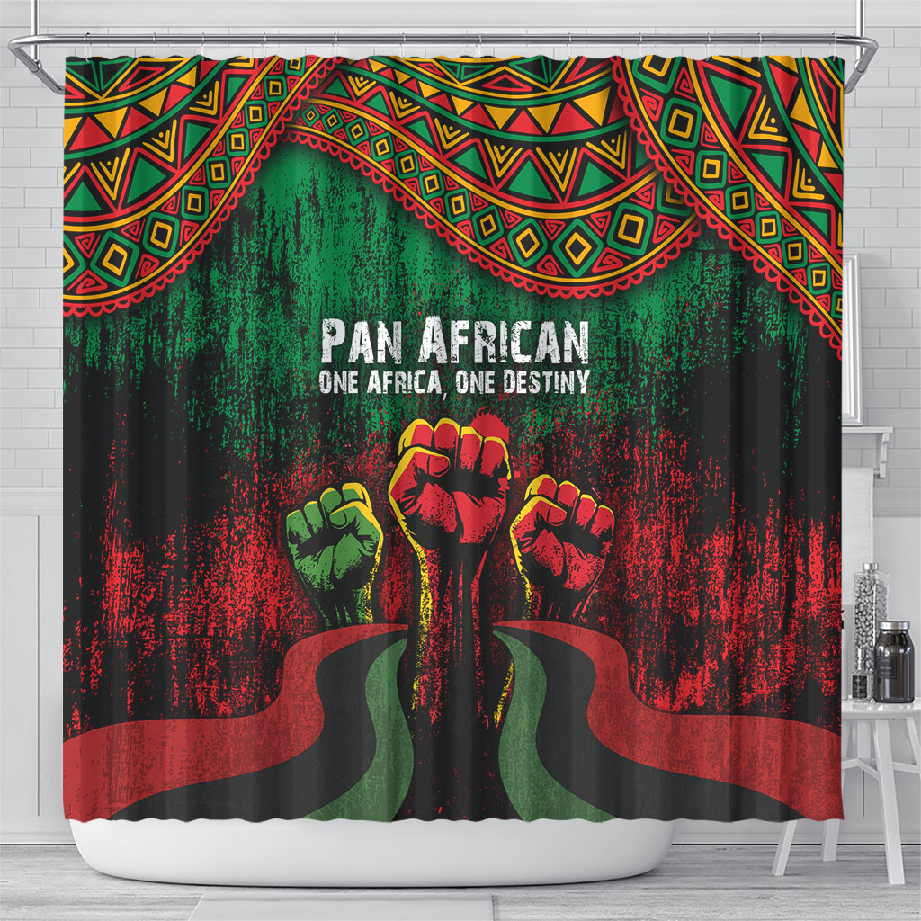 Pan African One Africa One Destiny Raised Fists Map Shower Curtain African Vintage Grunge Heritage Unity